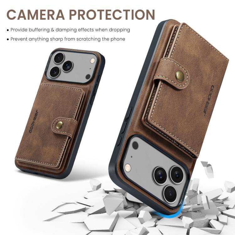 For iPhone 17 Pro JEEHOOD J01 Retro Magnetic Detachable Wallet Phone Case(Brown) - iPhone 17 Pro Cases by JEEHOOD | Online Shopping UK | buy2fix