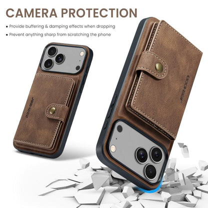 For iPhone 17 Pro JEEHOOD J01 Retro Magnetic Detachable Wallet Phone Case(Brown) - iPhone 17 Pro Cases by JEEHOOD | Online Shopping UK | buy2fix