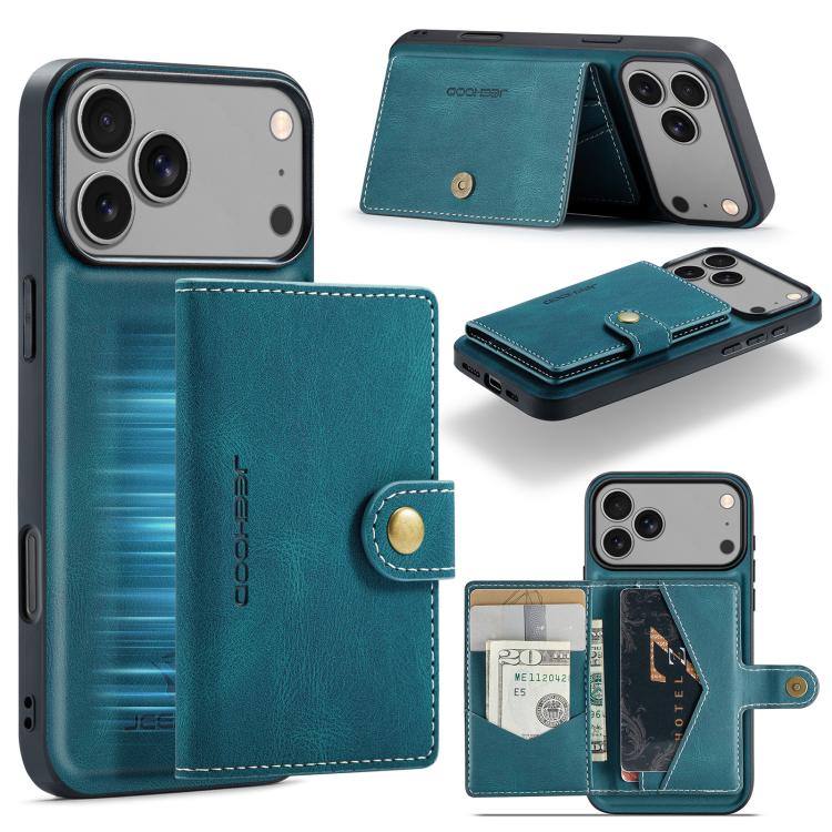 For iPhone 17 Pro JEEHOOD J01 Retro Magnetic Detachable Wallet Phone Case(Blue) - iPhone 17 Pro Cases by JEEHOOD | Online Shopping UK | buy2fix