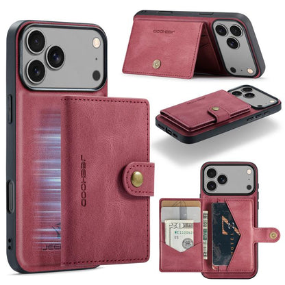 For iPhone 17 Pro JEEHOOD J01 Retro Magnetic Detachable Wallet Phone Case(Red) - iPhone 17 Pro Cases by JEEHOOD | Online Shopping UK | buy2fix