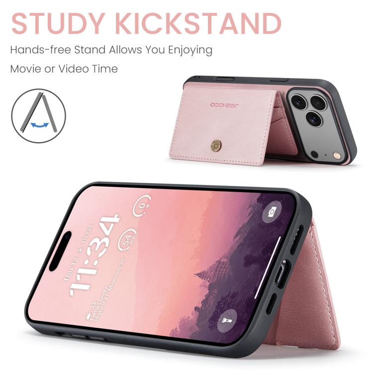 For iPhone 17 Pro JEEHOOD J01 Retro Magnetic Detachable Wallet Phone Case(Pink) - iPhone 17 Pro Cases by JEEHOOD | Online Shopping UK | buy2fix