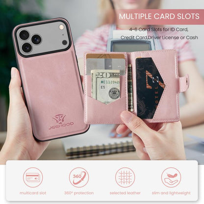 For iPhone 17 Pro JEEHOOD J01 Retro Magnetic Detachable Wallet Phone Case(Pink) - iPhone 17 Pro Cases by JEEHOOD | Online Shopping UK | buy2fix