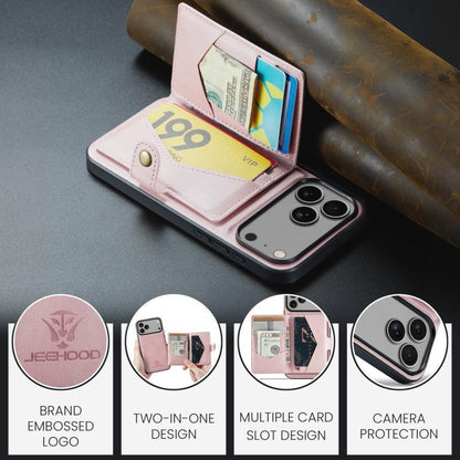 For iPhone 17 Pro JEEHOOD J01 Retro Magnetic Detachable Wallet Phone Case(Pink) - iPhone 17 Pro Cases by JEEHOOD | Online Shopping UK | buy2fix