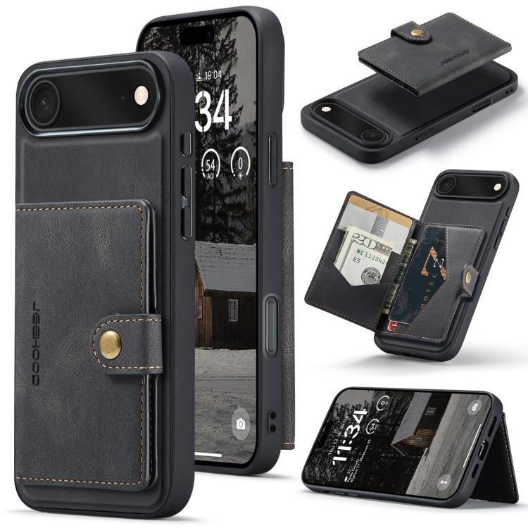 For iPhone Air JEEHOOD J01 Retro Magnetic Detachable Wallet Phone Case(Black) - iPhone Air Cases by JEEHOOD | Online Shopping UK | buy2fix