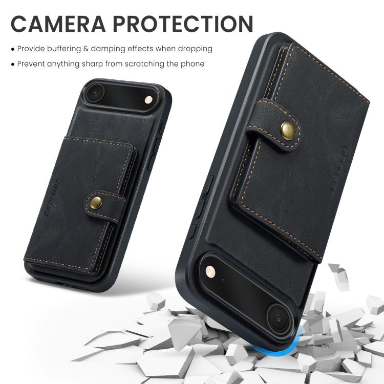 For iPhone Air JEEHOOD J01 Retro Magnetic Detachable Wallet Phone Case(Black) - iPhone Air Cases by JEEHOOD | Online Shopping UK | buy2fix