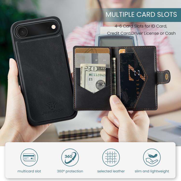 For iPhone Air JEEHOOD J01 Retro Magnetic Detachable Wallet Phone Case(Black) - iPhone Air Cases by JEEHOOD | Online Shopping UK | buy2fix