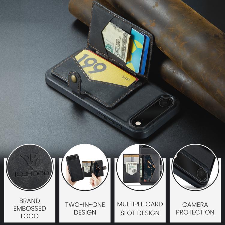 For iPhone Air JEEHOOD J01 Retro Magnetic Detachable Wallet Phone Case(Black) - iPhone Air Cases by JEEHOOD | Online Shopping UK | buy2fix