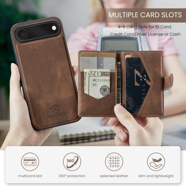 For iPhone Air JEEHOOD J01 Retro Magnetic Detachable Wallet Phone Case(Brown) - iPhone Air Cases by JEEHOOD | Online Shopping UK | buy2fix