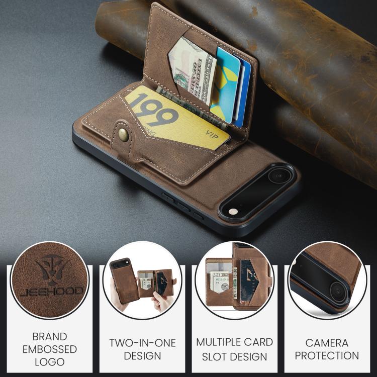 For iPhone Air JEEHOOD J01 Retro Magnetic Detachable Wallet Phone Case(Brown) - iPhone Air Cases by JEEHOOD | Online Shopping UK | buy2fix