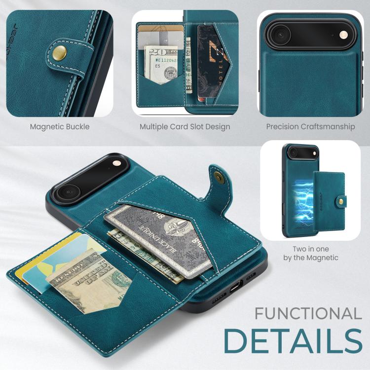 For iPhone 17 Air JEEHOOD J01 Retro Magnetic Detachable Wallet Phone Case(Blue) - iPhone 17 Air Cases by JEEHOOD | Online Shopping UK | buy2fix