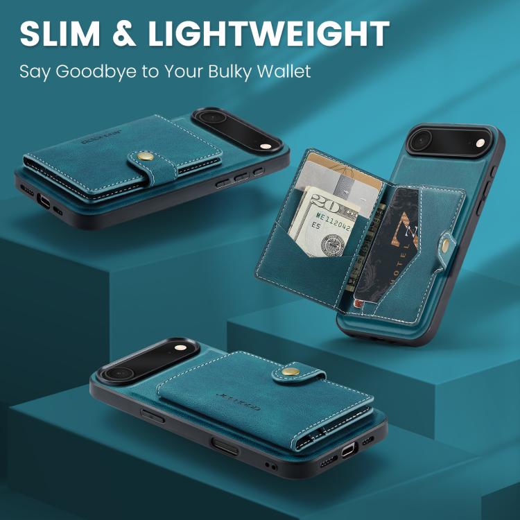 For iPhone 17 Air JEEHOOD J01 Retro Magnetic Detachable Wallet Phone Case(Blue) - iPhone 17 Air Cases by JEEHOOD | Online Shopping UK | buy2fix