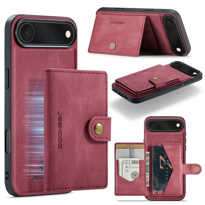 For iPhone Air JEEHOOD J01 Retro Magnetic Detachable Wallet Phone Case(Red) - iPhone Air Cases by JEEHOOD | Online Shopping UK | buy2fix