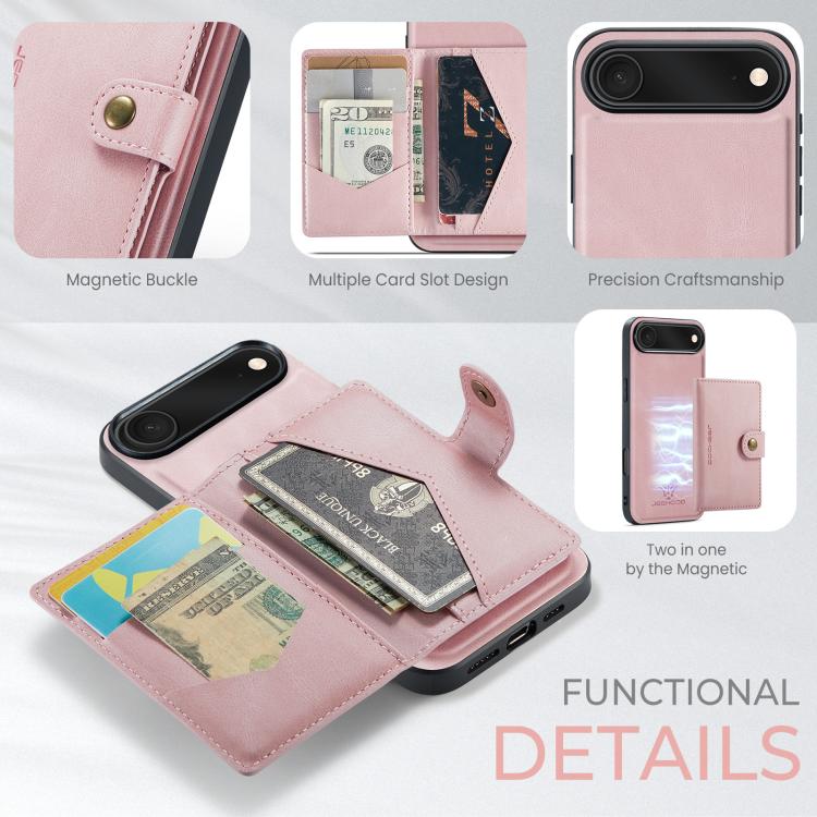 For iPhone Air JEEHOOD J01 Retro Magnetic Detachable Wallet Phone Case(Pink) - iPhone Air Cases by JEEHOOD | Online Shopping UK | buy2fix