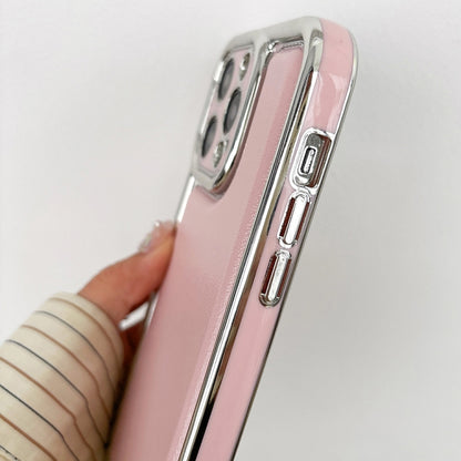 For iPhone 16 Plus Electroplated Edge Frosted Leather TPU Phone Case(Apricot Color) by buy2fix