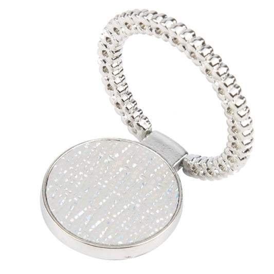 Flash Diamond Metal Mobile Phone Ring Holder(Silver+White) - Ring Holder by buy2fix | Online Shopping UK | buy2fix