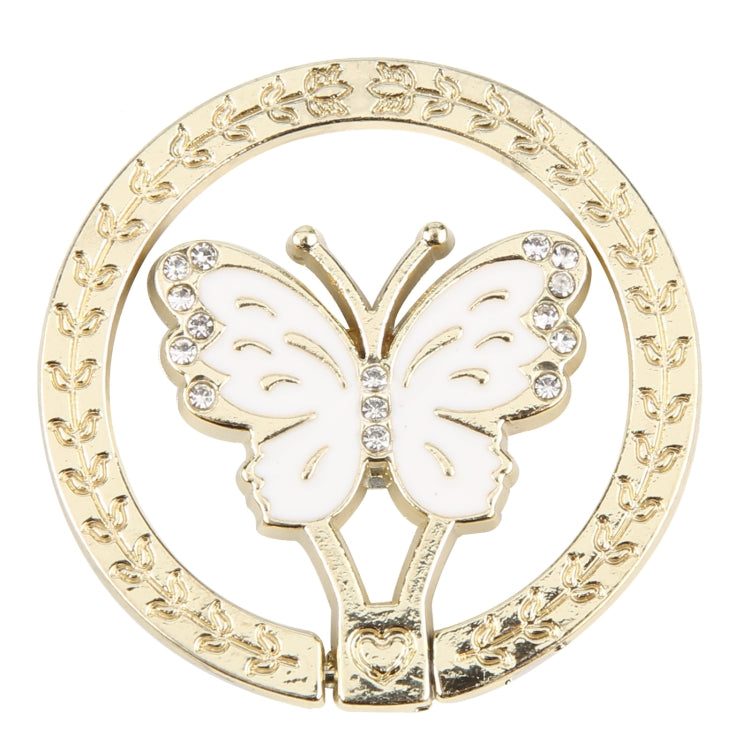 Butterfly Metal Mobile Phone Ring Holder(White) - Ring Holder by buy2fix | Online Shopping UK | buy2fix