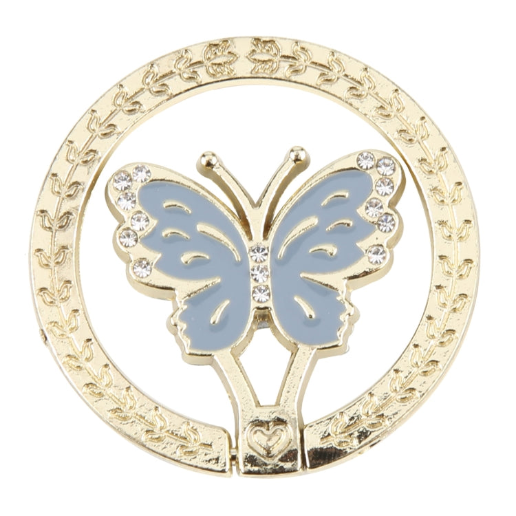 Butterfly Metal Mobile Phone Ring Holder(Blue) - Ring Holder by buy2fix | Online Shopping UK | buy2fix