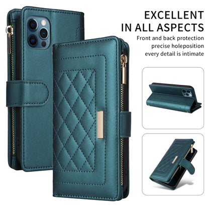 For iPhone 11 Pro Max Crossbody Zipper Wallet Rhombus Leather Phone Case(Green) - iPhone 11 Pro Max Cases by buy2fix | Online Shopping UK | buy2fix