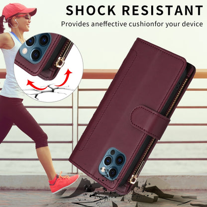 For iPhone 11 Pro Max Crossbody Zipper Wallet Rhombus Leather Phone Case(Wine Red) - iPhone 11 Pro Max Cases by buy2fix | Online Shopping UK | buy2fix