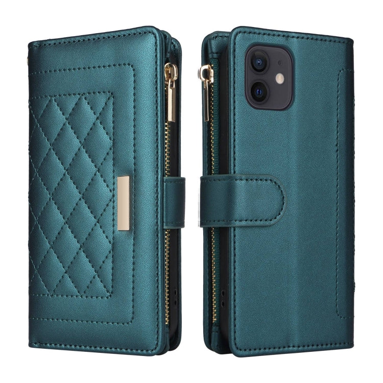 For iPhone 11 Crossbody Zipper Wallet Rhombus Leather Phone Case(Green) - iPhone 11 Cases by buy2fix | Online Shopping UK | buy2fix