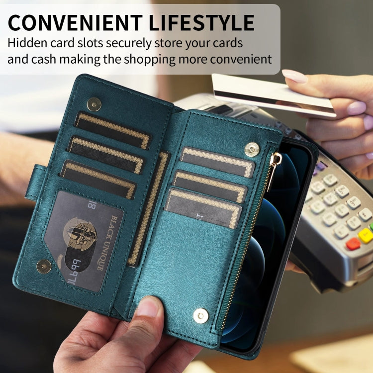 For iPhone 11 Crossbody Zipper Wallet Rhombus Leather Phone Case(Green) - iPhone 11 Cases by buy2fix | Online Shopping UK | buy2fix