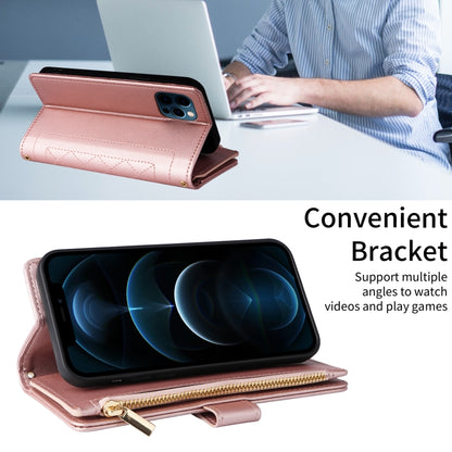 For iPhone 11 Pro Crossbody Zipper Wallet Rhombus Leather Phone Case(Rose Gold) - iPhone 11 Pro Cases by buy2fix | Online Shopping UK | buy2fix