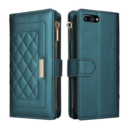 For iPhone 7 Plus / 8 Plus Crossbody Zipper Wallet Rhombus Leather Phone Case(Green) - More iPhone Cases by buy2fix | Online Shopping UK | buy2fix
