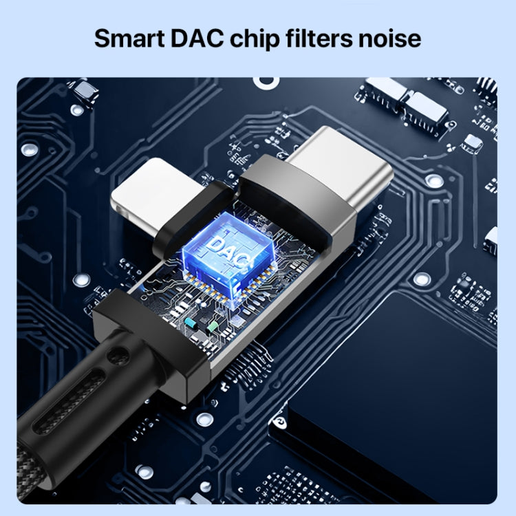 2 in 1 USB-C / Type-C, 8 Pin to 3.5mm Audio Adapter Cable, Length:15.6cm(Grey) - Earphone Adapter by buy2fix | Online Shopping UK | buy2fix