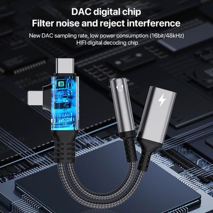 4 in 1 USB-C / Type-C, 8 Pin to 3.5mm, USB-C / Type-C Audio Adapter Cable, Length:70mm(Grey) - Earphone Adapter by buy2fix | Online Shopping UK | buy2fix