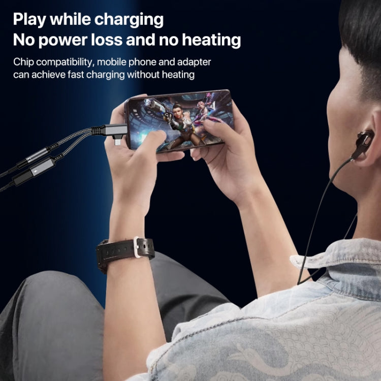 4 in 1 USB-C / Type-C, 8 Pin to 3.5mm, USB-C / Type-C Audio Adapter Cable, Length:70mm(Red) - Earphone Adapter by buy2fix | Online Shopping UK | buy2fix