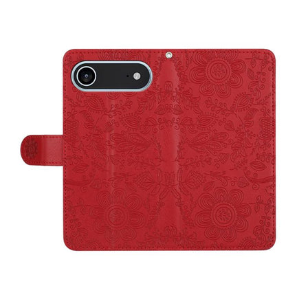 For iPhone Air Floral Embossed Pattern Leather Phone Case(Red) - iPhone Air Cases by buy2fix | Online Shopping UK | buy2fix