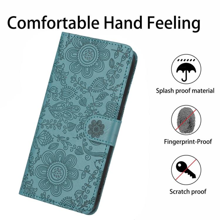 For iPhone Air Floral Embossed Pattern Leather Phone Case(Dark Green) - iPhone Air Cases by buy2fix | Online Shopping UK | buy2fix