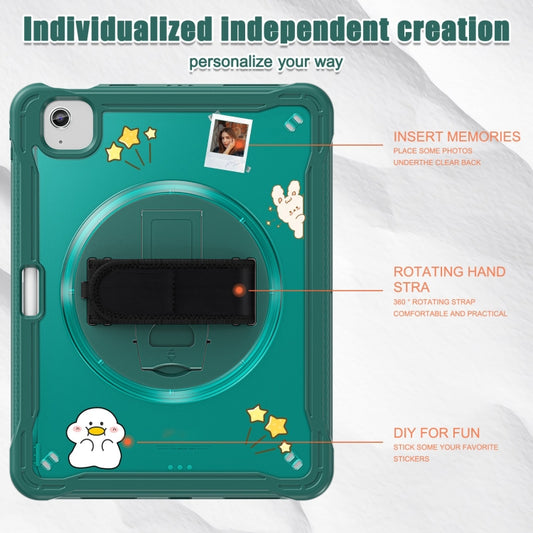 For iPad Air 11 2025 / 2024 Heavy Duty Hybrid Tablet Case with Hand Grip & Strap(Dark Green) by buy2fix