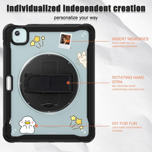 For iPad Air 11 2025 / 2024 Heavy Duty Hybrid Tablet Case with Hand Grip & Strap(Black Transparent) by buy2fix