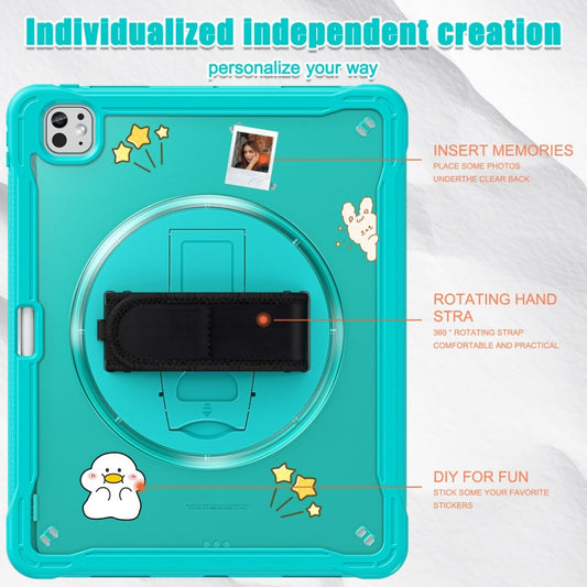 For iPad Pro 11 2025 / 2024 Heavy Duty Hybrid Tablet Case with Hand Grip & Strap(Light Blue) by buy2fix