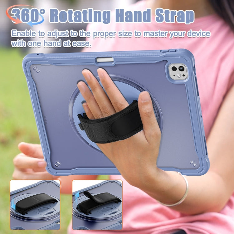 For iPad Pro 11 2025 / 2024 Heavy Duty Hybrid Tablet Case with Hand Grip & Strap(Lavender Grey) by buy2fix