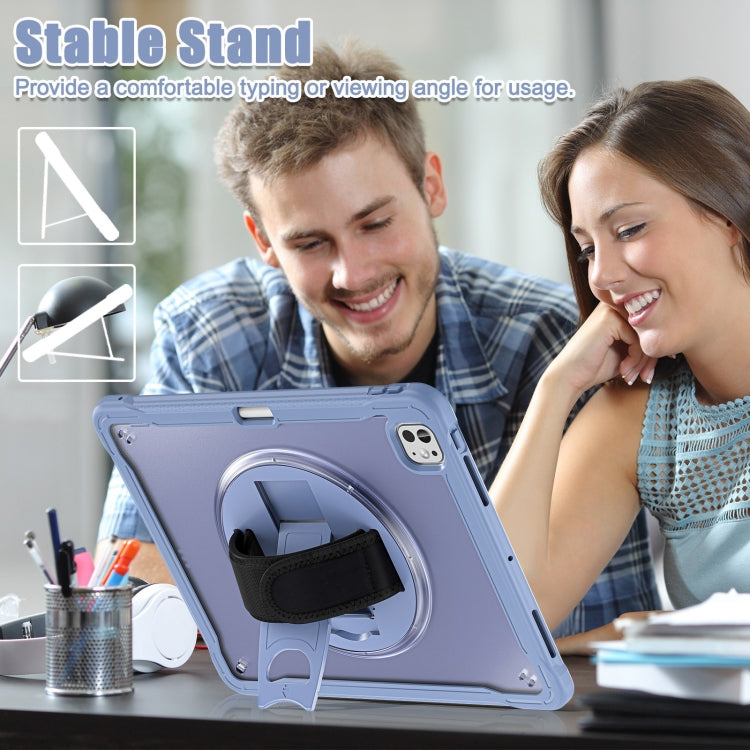 For iPad Pro 11 2025 / 2024 Heavy Duty Hybrid Tablet Case with Hand Grip & Strap(Lavender Grey) by buy2fix