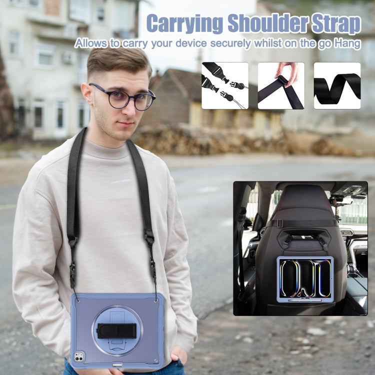 For iPad Pro 11 2025 / 2024 Heavy Duty Hybrid Tablet Case with Hand Grip & Strap(Lavender Grey) by buy2fix