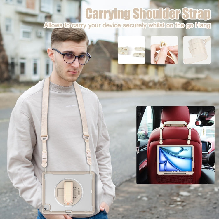 For iPad Air 13 2025 / 2024 Heavy Duty Hybrid Tablet Case with Hand Grip & Strap(Khaki) by buy2fix