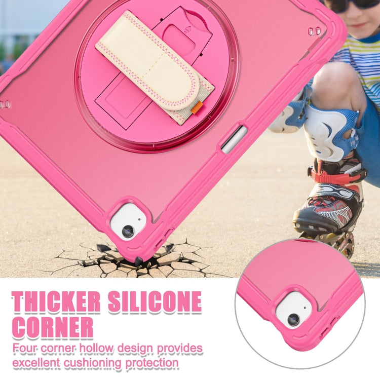 For iPad Air 13 2025 / 2024 Heavy Duty Hybrid Tablet Case with Hand Grip & Strap(Rose Red) by buy2fix