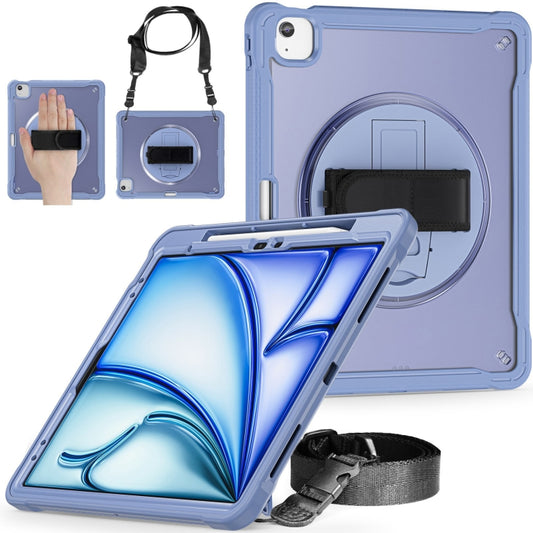 For iPad Air 13 2025 / 2024 Heavy Duty Hybrid Tablet Case with Hand Grip & Strap(Lavender Grey) by buy2fix