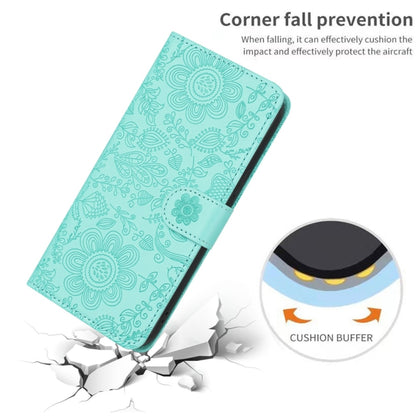 For Samsung Galaxy S25 Ultra 5G Floral Embossed Pattern Leather Phone Case(Light Green) by buy2fix