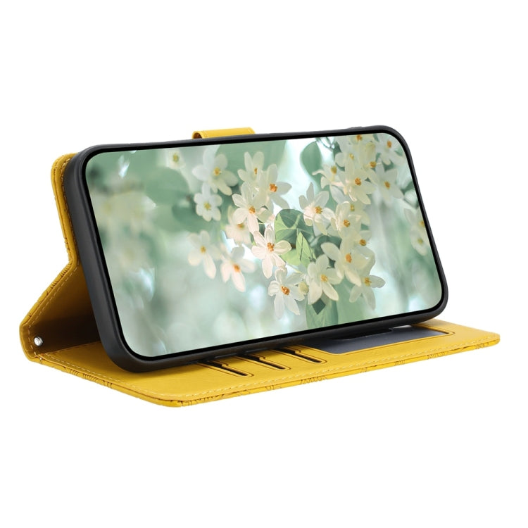 For Samsung Galaxy S25+ 5G Floral Embossed Pattern Leather Phone Case(Yellow) by buy2fix