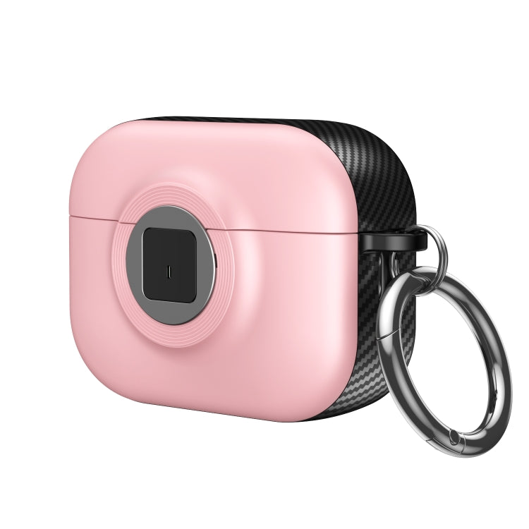 For AirPods Pro 2 Camera Series PC + TPU Headset Shockproof Carbon Fibre Case(Pink) - For AirPods Pro 2 by buy2fix | Online Shopping UK | buy2fix