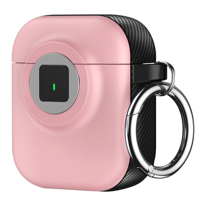 For AirPods 1 / 2 Camera Series PC + TPU Headset Shockproof Carbon Fibre Case(Pink) - For AirPods 1/2 by buy2fix | Online Shopping UK | buy2fix