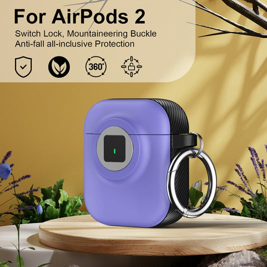 For AirPods 1 / 2 Camera Series PC + TPU Headset Shockproof Carbon Fibre Case(Purple) by buy2fix
