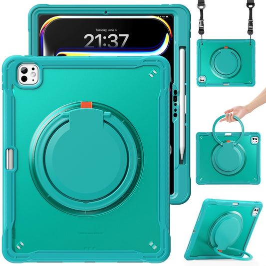 For iPad Pro 13 2025 / 2024 Powerful Sailor Ring Holder Heavy Duty Hybrid Tablet Case with Strap(Light Blue) by buy2fix