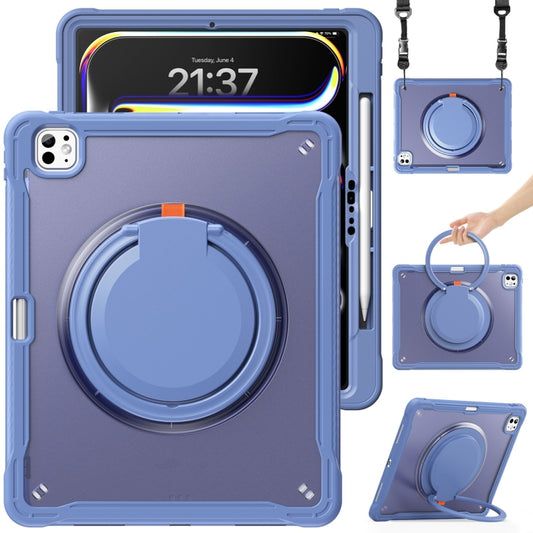 For iPad Pro 13 2025 / 2024 Powerful Sailor Ring Holder Heavy Duty Hybrid Tablet Case with Strap(Lavender Grey) by buy2fix