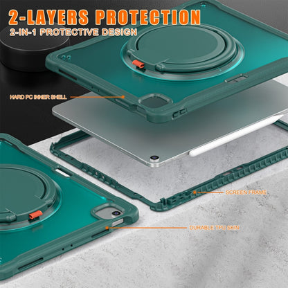 For iPad Air 13 2025 / 2024 Powerful Sailor Ring Holder Heavy Duty Hybrid Tablet Case with Strap(Dark Green) by buy2fix