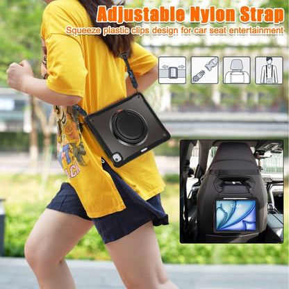 For iPad Air 13 2025 / 2024 Powerful Sailor Ring Holder Heavy Duty Hybrid Tablet Case with Strap(Black) by buy2fix